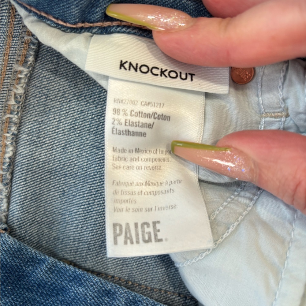 NWT PAIGE Knockout Mosaic Women's Straight Leg Blue Jeans - Picture 6 of 8